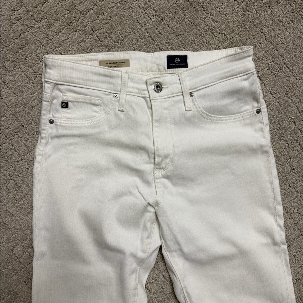 AG White Women's High Rise Skinny Jeans - The Farrah Skinny